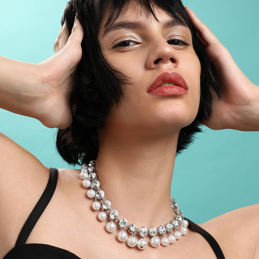 Silver-Plated Short Necklace Necklace