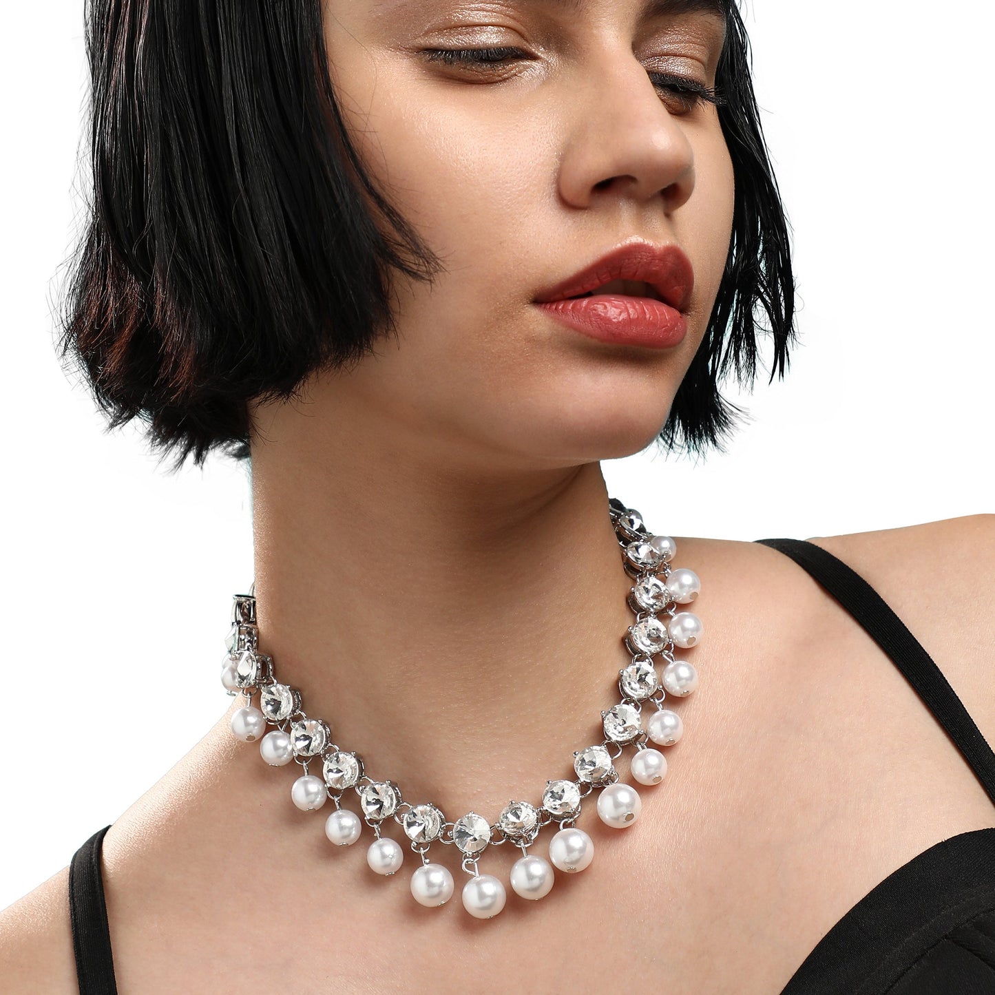 Silver-Plated Short Necklace Necklace