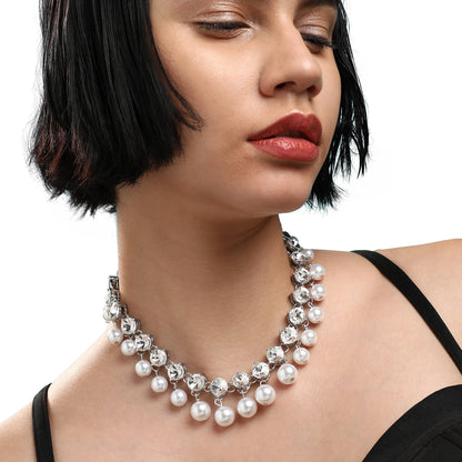 Silver-Plated Short Necklace Necklace