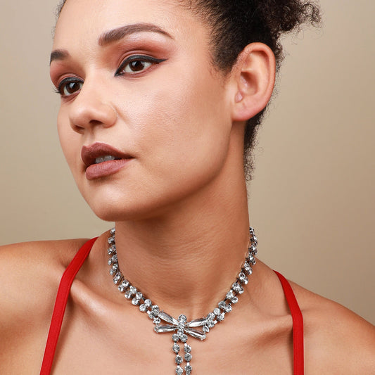 Silver-Plated Short Necklace Necklace