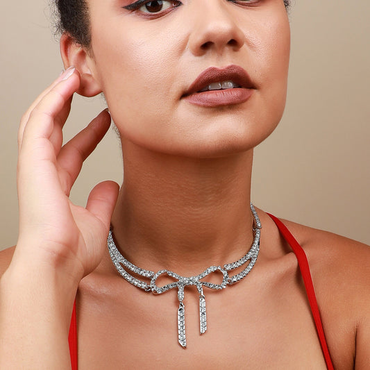 Silver-Plated Short Necklace Necklace