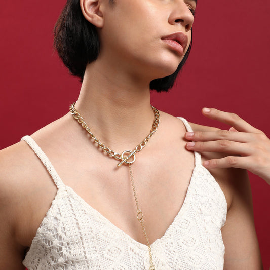 Gold-Plated Short Necklace Necklace