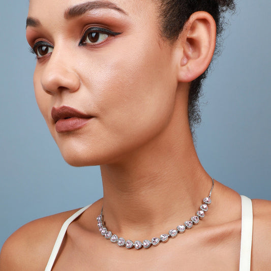 Silver-Plated Short Necklace Necklace