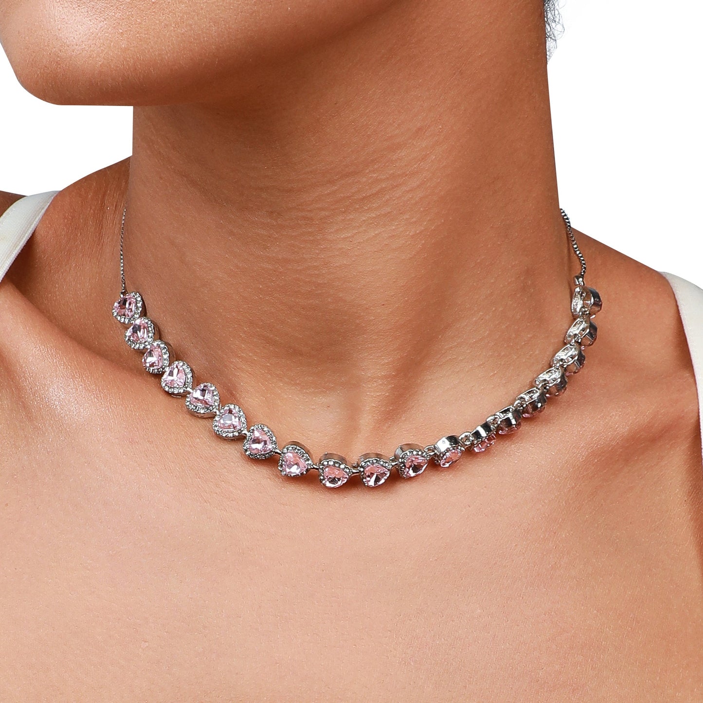 Silver-Plated Short Necklace Necklace