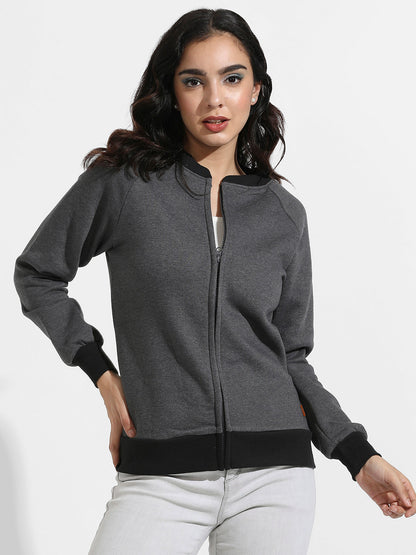 Zip-Front Hoodie With Contrast Hem