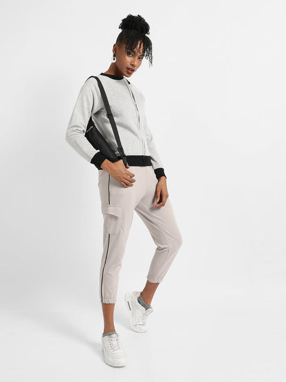 Zip-Front Sweatshirt With Contrast Hem