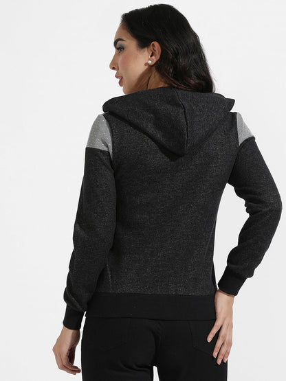 Zip-Front Hoodie With Polka Dot Detail