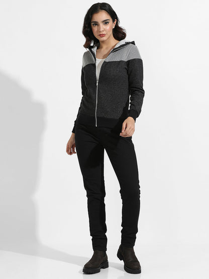 Zip-Front Hoodie With Polka Dot Detail