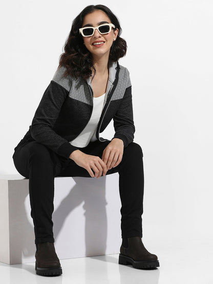 Zip-Front Hoodie With Polka Dot Detail