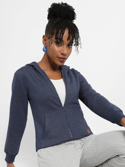 Zip-Front Hoodie With Contrast Drawstring