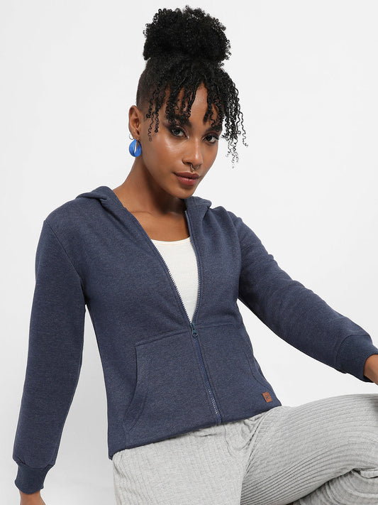 Zip-Front Hoodie With Contrast Drawstring