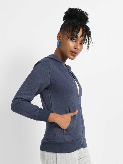 Zip-Front Hoodie With Contrast Drawstring