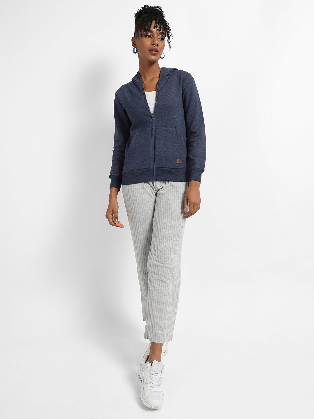 Zip-Front Hoodie With Contrast Drawstring