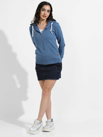 Zip-Front Hoodie With Contrast Drawstring