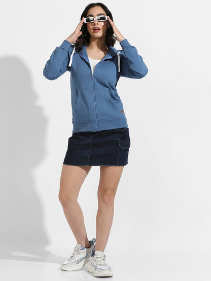 Zip-Front Hoodie With Contrast Drawstring