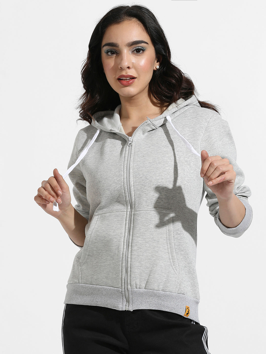 Zip-Front Hoodie With Contrast Drawstring
