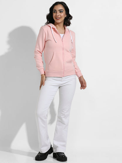 Zip-Front Hoodie With Ribbed Hem