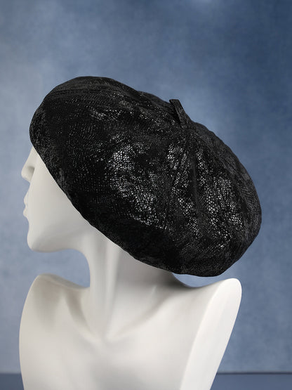 Scale Beret Hat - Black