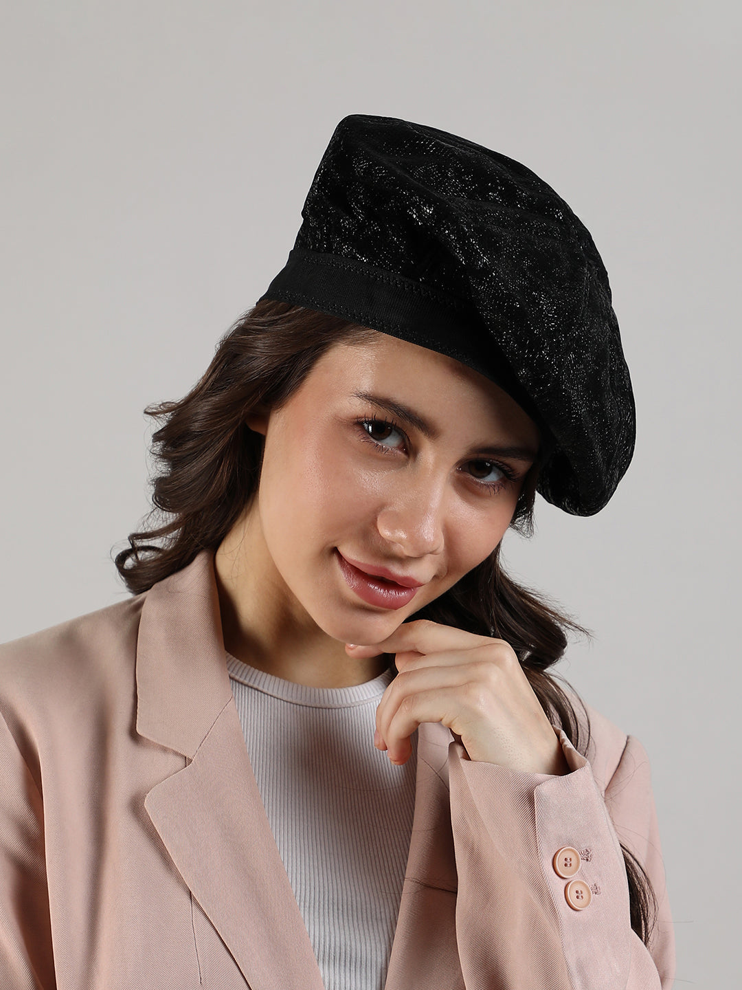 Scale Beret Hat - Black