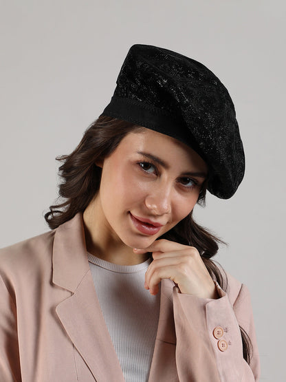 Scale Beret Hat - Black