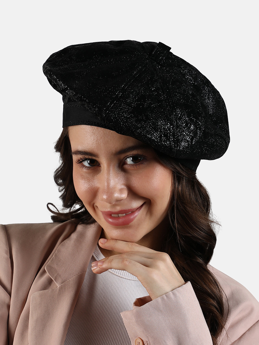 Scale Beret Hat - Black