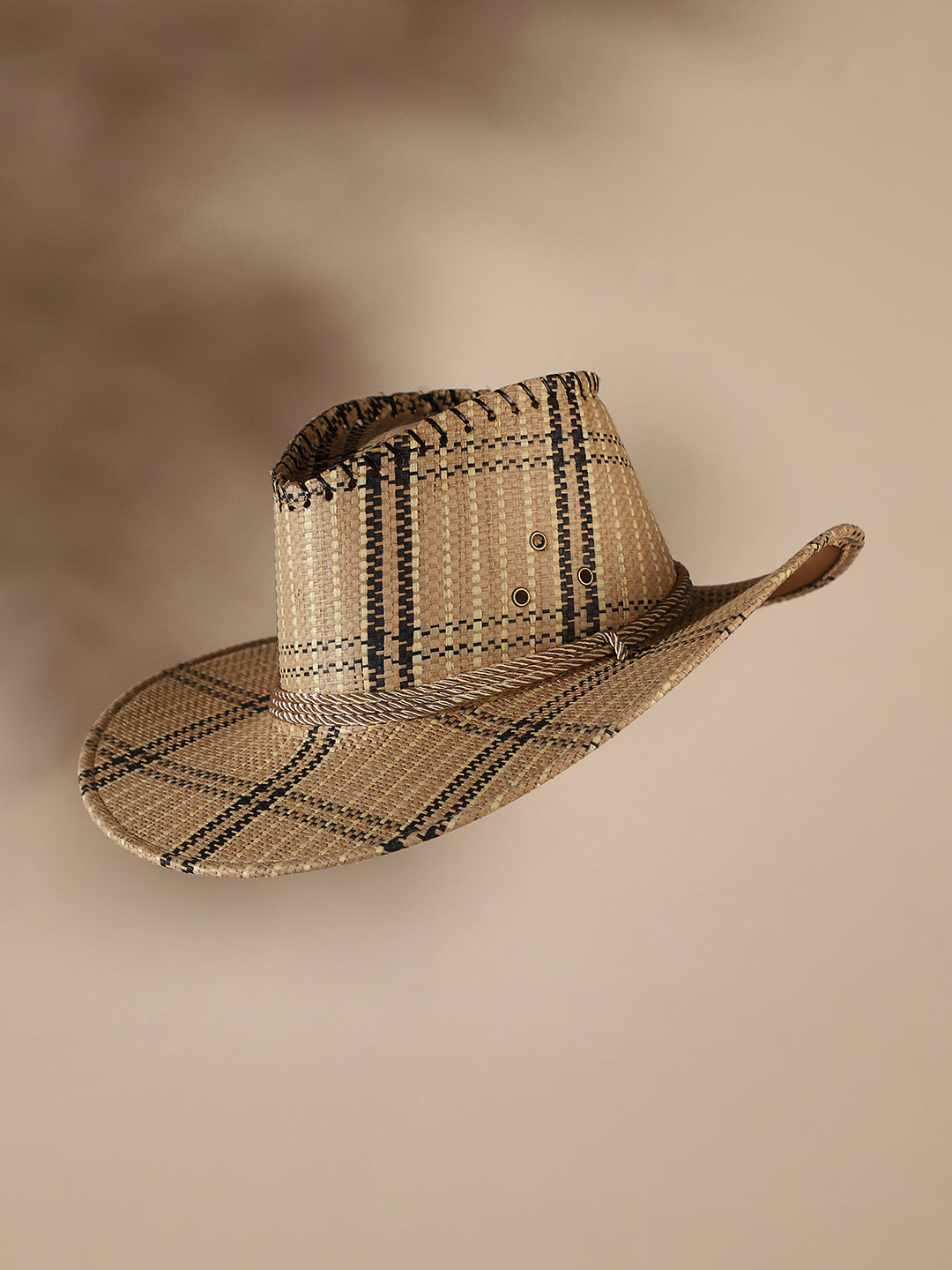 Checkered Cowboy Hat - Brown