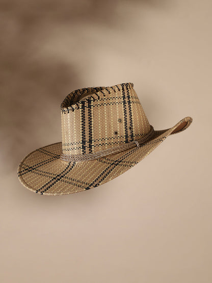 Checkered Cowboy Hat - Brown