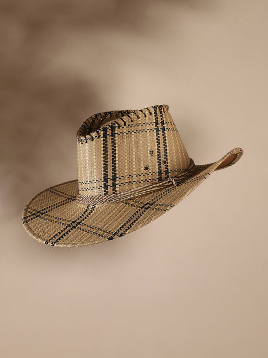 Checkered Cowboy Hat - Brown