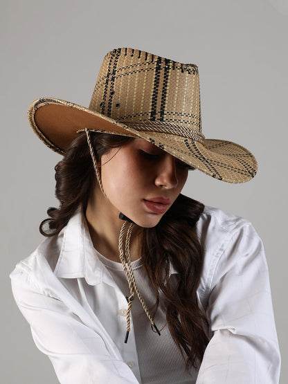 Checkered Cowboy Hat - Brown