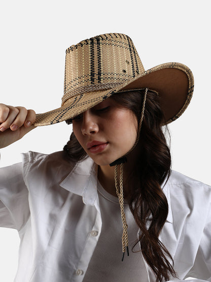 Checkered Cowboy Hat - Brown
