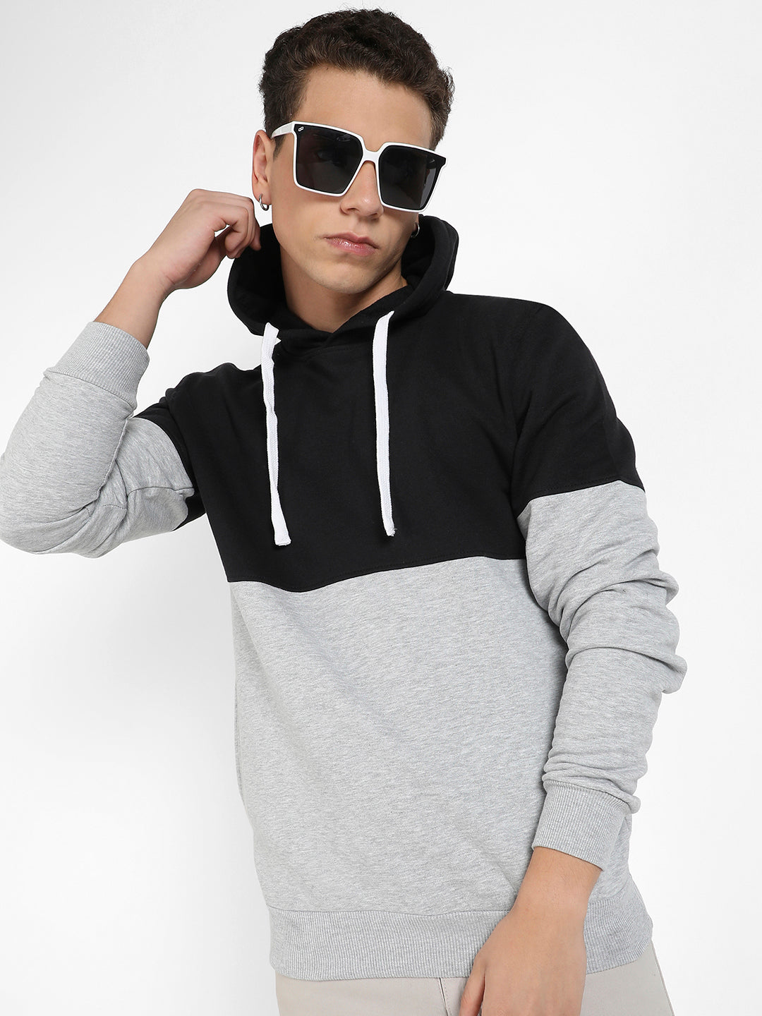 Colourblocked Hoodie With Kangaroo Pocket