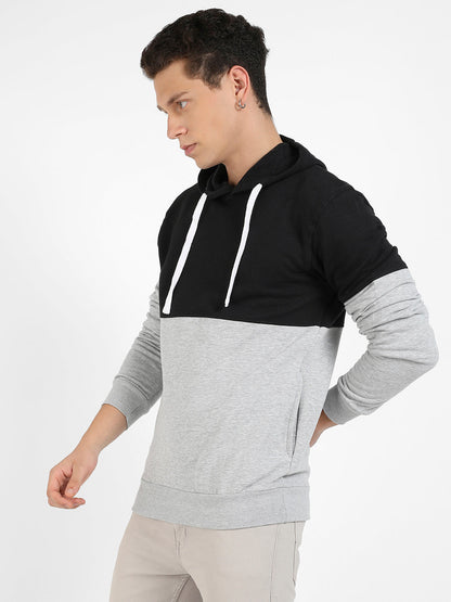 Colourblocked Hoodie With Kangaroo Pocket
