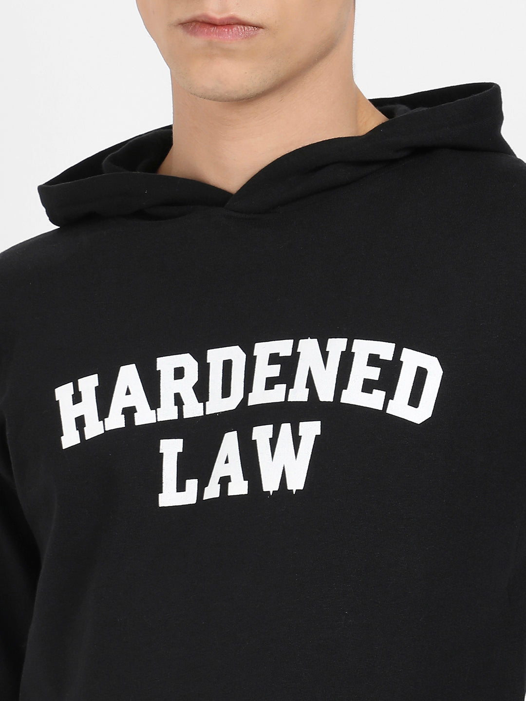 Men's Black Hardened Law Hoodie With Kangaroo Pocket