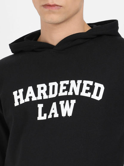 Men's Black Hardened Law Hoodie With Kangaroo Pocket
