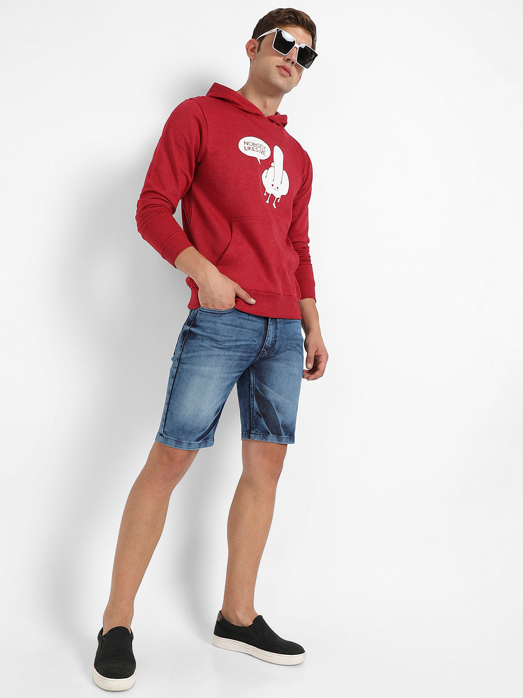 Maroon Nobody Likes Me Hoodie With Kangaroo Pockets