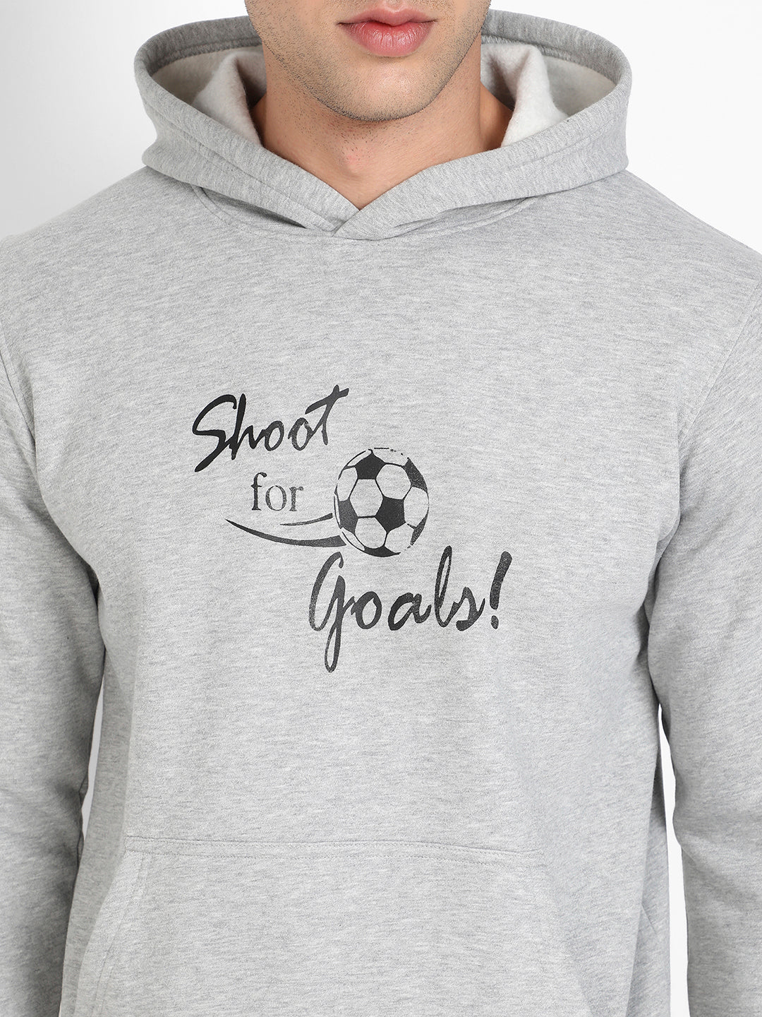 Men's Light Grey Shoot For Goals Hoodie With Kangaroo Pocket