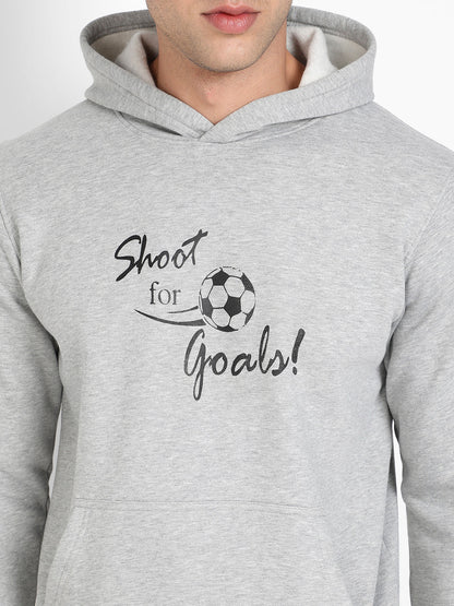 Men's Light Grey Shoot For Goals Hoodie With Kangaroo Pocket