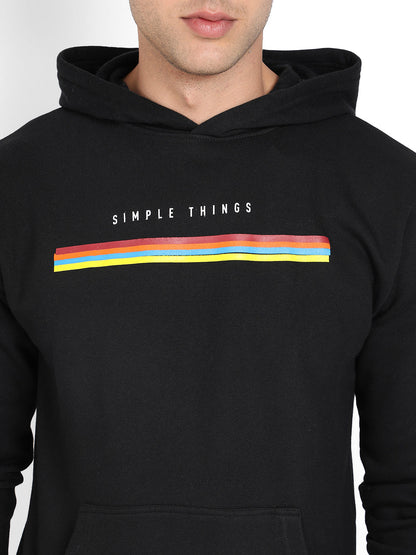 Men's Black Simple Things Hoodie With Kangaroo Pocket