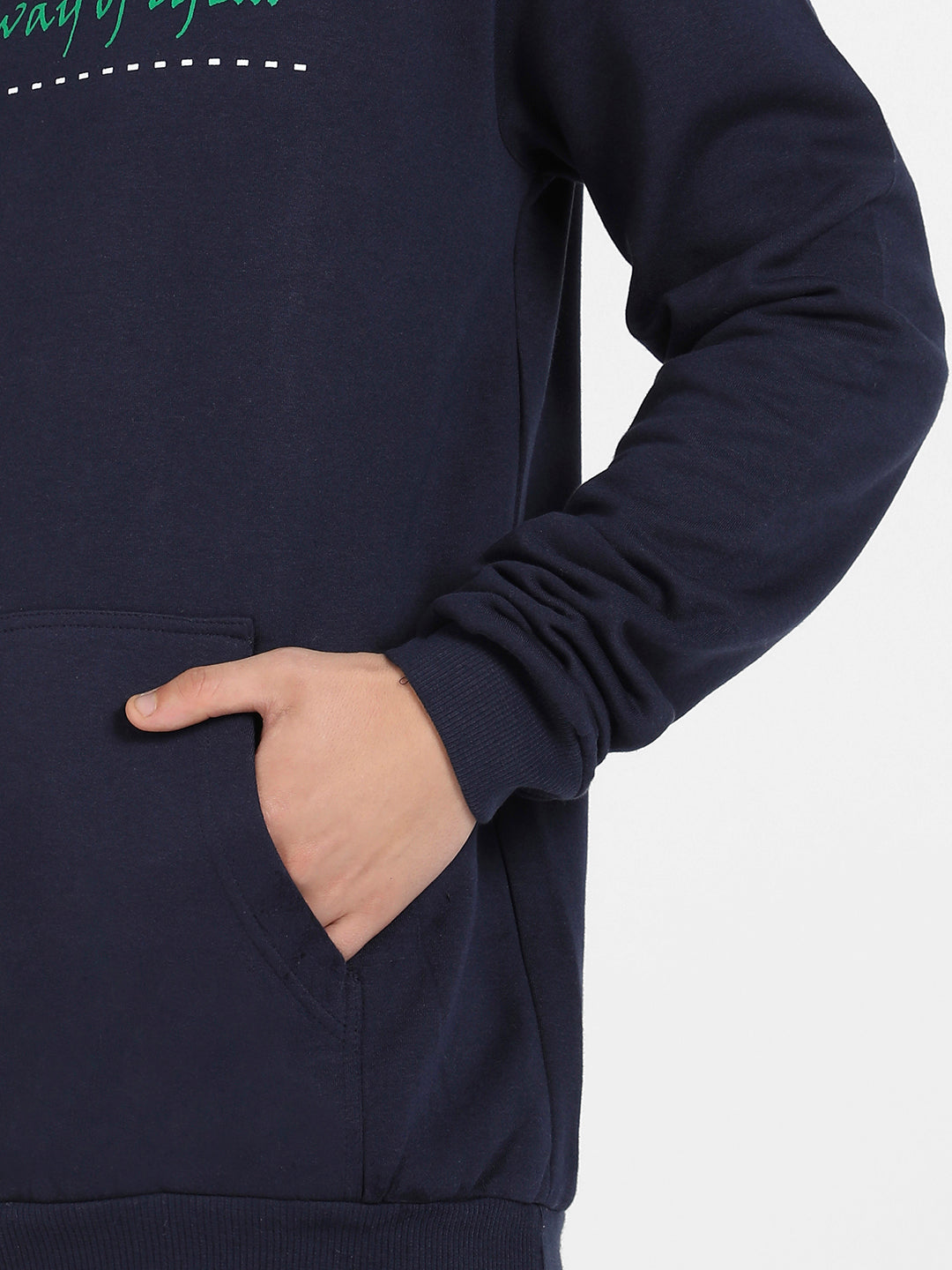 Men's Navy Blue Football Way Of Life Hoodie With Kangaroo Pocket