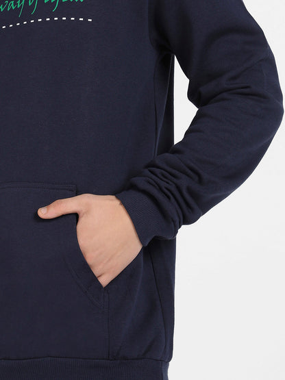 Men's Navy Blue Football Way Of Life Hoodie With Kangaroo Pocket