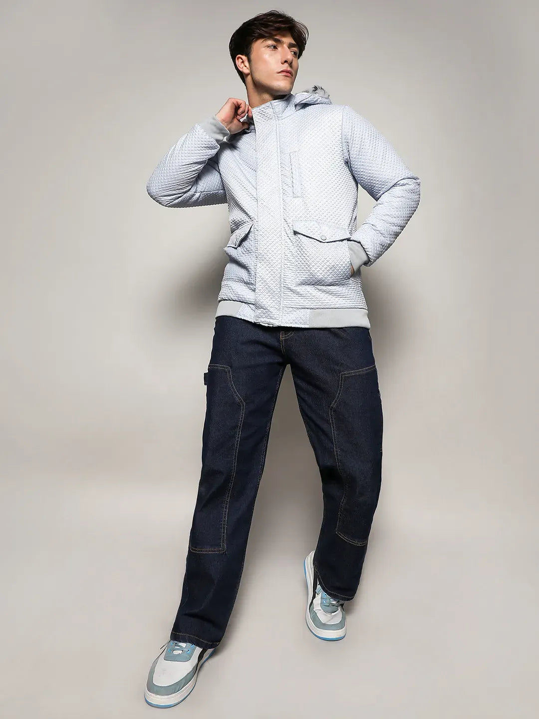 Self-Design Rhombus Puffer Jacket