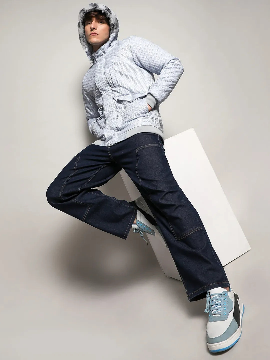 Self-Design Rhombus Puffer Jacket