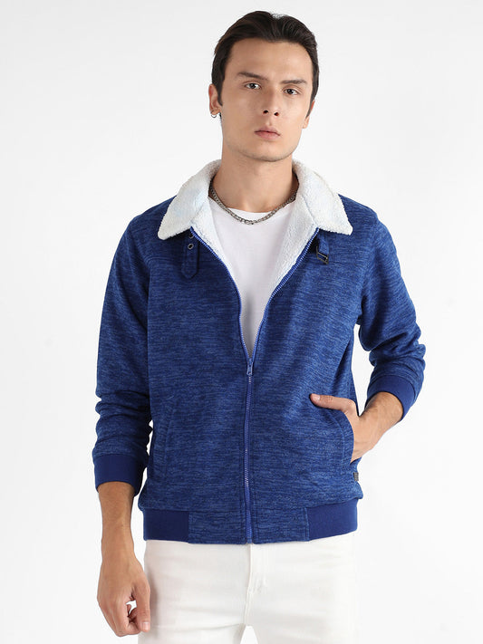 Heathered Jacket With Fleece Detail