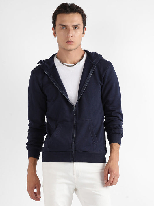 Zip-Front Hoodie With Contrast Drawstring