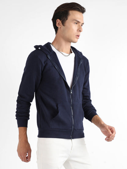 Zip-Front Hoodie With Contrast Drawstring
