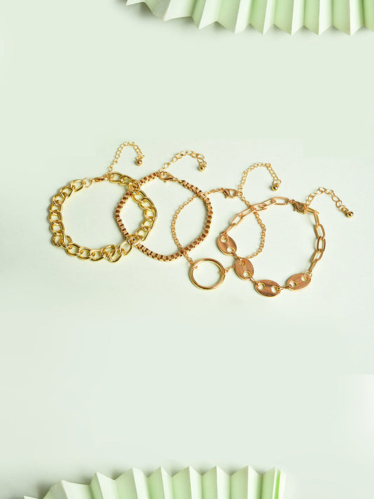 Pack Of 4 Gold Plated Designer Bracelet