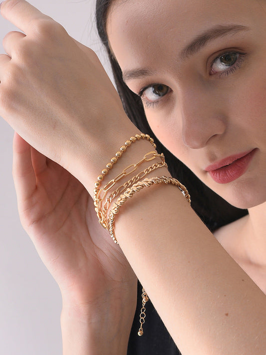 Pack Of 4 Gold Plated Designer Bracelet