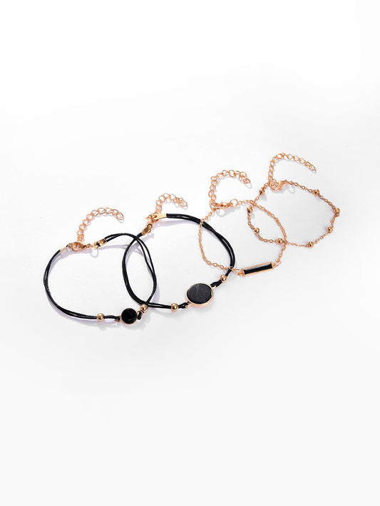 Pack Of 4 Gold Plated Designer Stone Bracelet