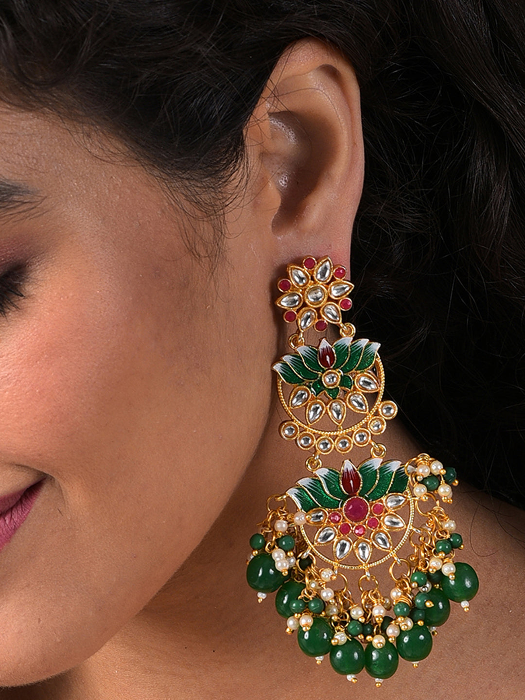 Gold Square Earring Set