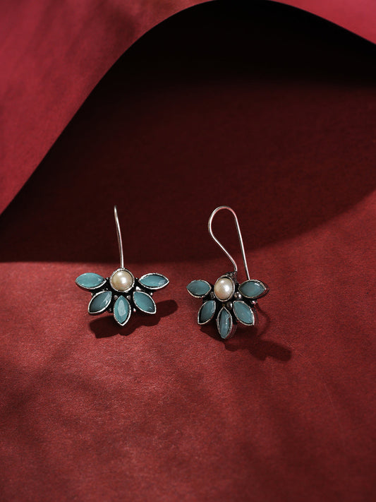 Silver Plated Designer Stone Drop Earring